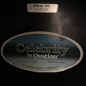 Rare Ovation Celebrity CC67 Electro Acoustic 1981 Guitar Korea Tobacco Burst