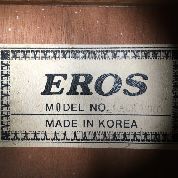 Eros Blackbird 1960s 70s Rare Acoustic Guitar Korea 6 string Hummingbird