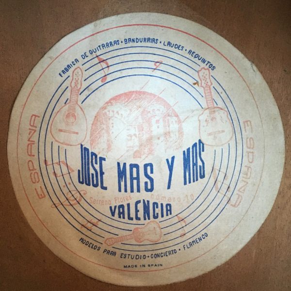 Label Vintage 1950/60s José Más Y Más Spanish Flamenco Guitar Handmade Valencia Spain
