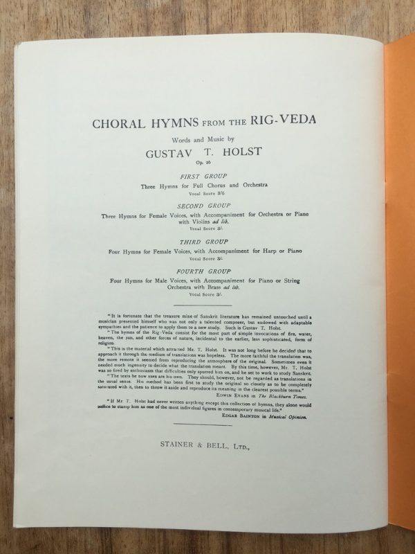 Holst: The Hymn of Jesus from Apocryphal Acts of St. John for two choruses, semi-chorus and full orchestra, op 37 (1919)