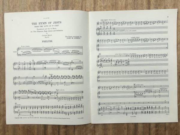 Holst: The Hymn of Jesus from Apocryphal Acts of St. John for two choruses, semi-chorus and full orchestra, op 37 (1919)