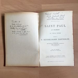 Mendelssohn Bartholdy: Saint Paul Oratorio Vocal Score Novello’s Edition