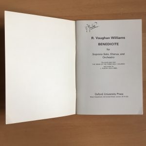 R. Vaughan Williams: Benedicite Vocal Score Oxford University Press