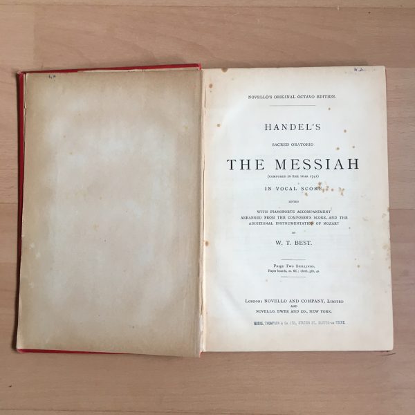 Handel: The Messiah Novello’s Edition Sacred Oratorio Vocal Score
