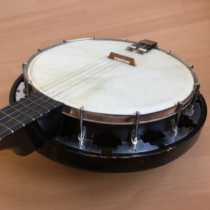 John Grey & Sons 5-String Banjo with Case. Blue logo