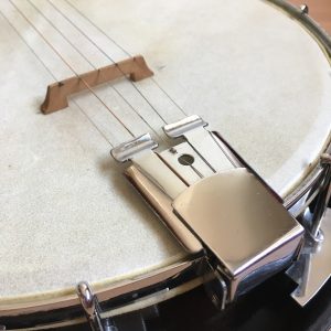 John Grey & Sons 5-String Banjo with Case. Blue logo