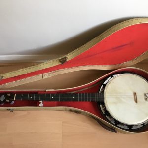 John Grey & Sons 5-String Banjo with Case. Blue logo