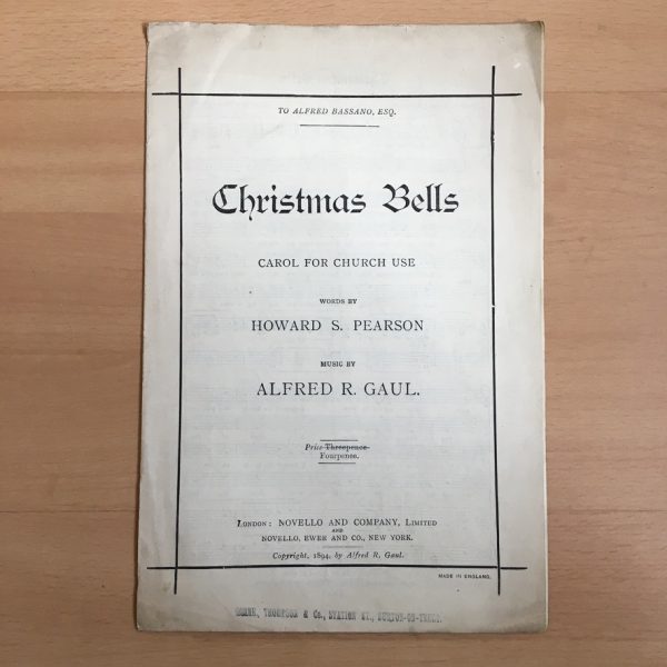 Christmas Bells Carol Pearson & Gaul by Novello 1894