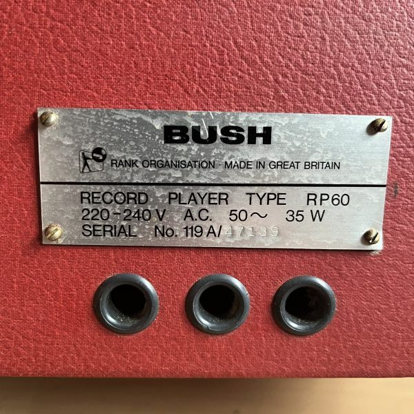 Vintage Bush RP 60 1960s Tube/Valve Record Player Red Made in Great Britain