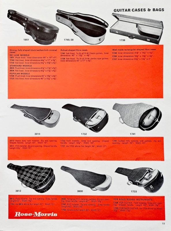 Rose Morris 1967 catalogue guitar cases