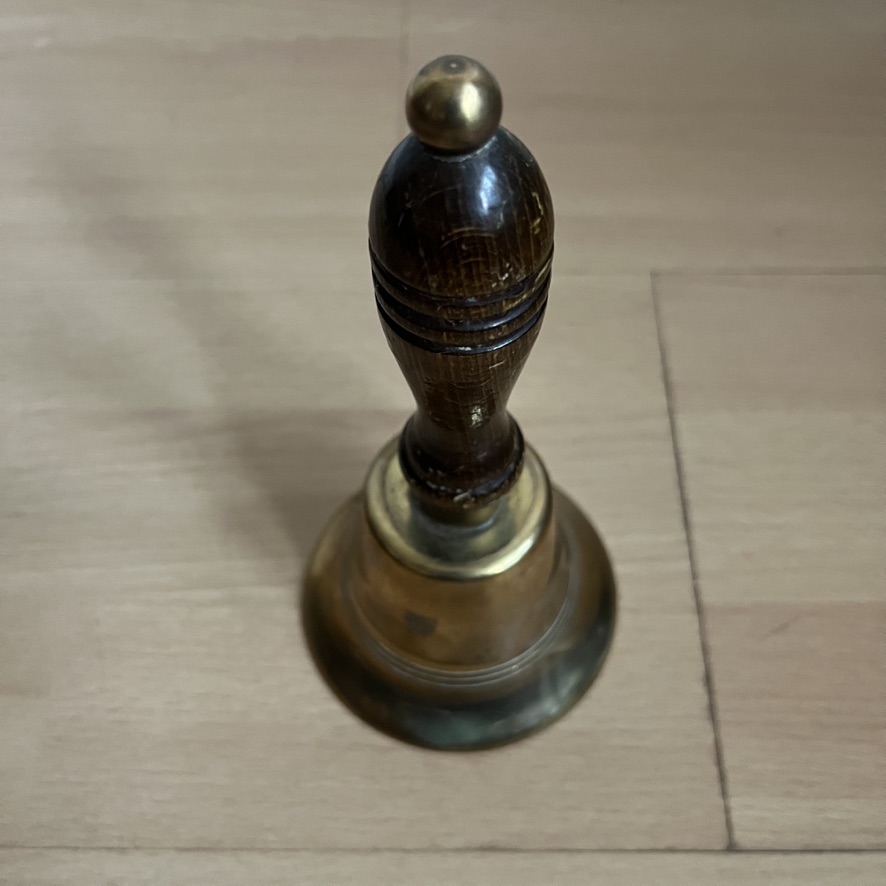 Vintage Bell Small Hand Bell Wooden Handle Brass Collectible