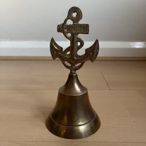Vintage Brass Nautical Hand Bell with Roped Anchor