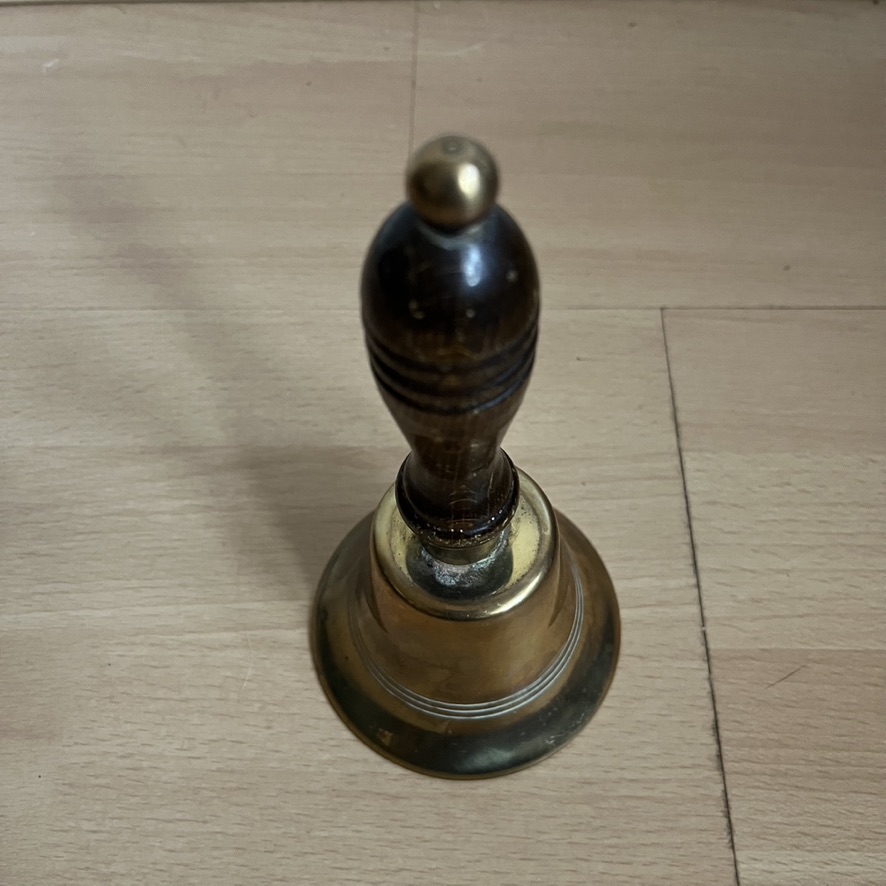 Vintage Bell Small Hand Bell Wooden Handle Brass Collectible