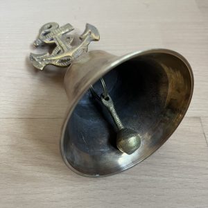 Vintage Brass Nautical Hand Bell with Roped Anchor