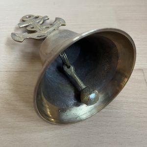 Vintage Brass Nautical Hand Bell with Roped Anchor