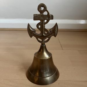 Vintage Brass Nautical Hand Bell with Roped Anchor