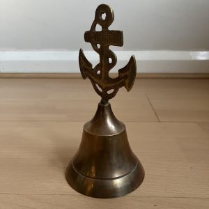 Vintage Brass Nautical Hand Bell with Roped Anchor
