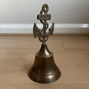 Vintage Brass Nautical Hand Bell with Roped Anchor