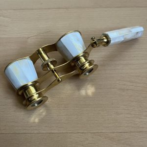 Opera Glasses Brass Mother of Pearl Binoculars with Arm