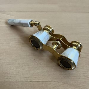 Opera Glasses Brass Mother of Pearl Binoculars with Arm