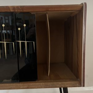 Mid-Century Modern Vinyl Record Storage Cabinet Glass Doors