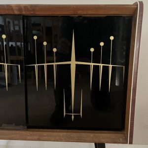 Mid-Century Modern Vinyl Record Storage Cabinet Glass Doors