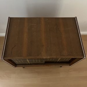 Mid-Century Modern Vinyl Record Storage Cabinet Glass Doors