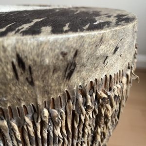 Vintage African Tribal Drum Animal Cow Skin & Wood Handcrafted Hide 11