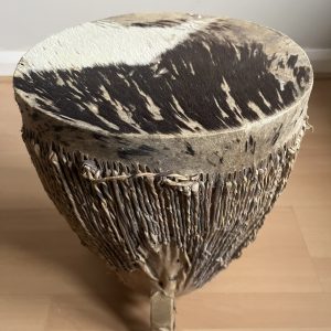 Vintage African Tribal Drum Animal Cow Skin & Wood Handcrafted Hide 11" Drum