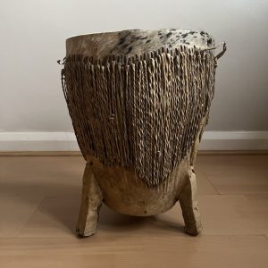 Vintage African Tribal Drum Animal Cow Skin & Wood Handcrafted Hide 11
