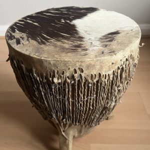 Vintage African Tribal Drum Animal Cow Skin & Wood Handcrafted Hide 11" Drum
