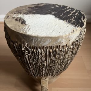 Vintage African Tribal Drum Animal Cow Skin & Wood Handcrafted Hide 11