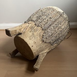 Vintage African Tribal Drum Animal Cow Skin & Wood Handcrafted Hide 11