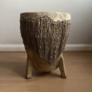 Vintage African Tribal Drum Animal Cow Skin & Wood Handcrafted Hide 11