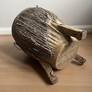 Vintage African Tribal Drum Animal Cow Skin & Wood Handcrafted Hide 11